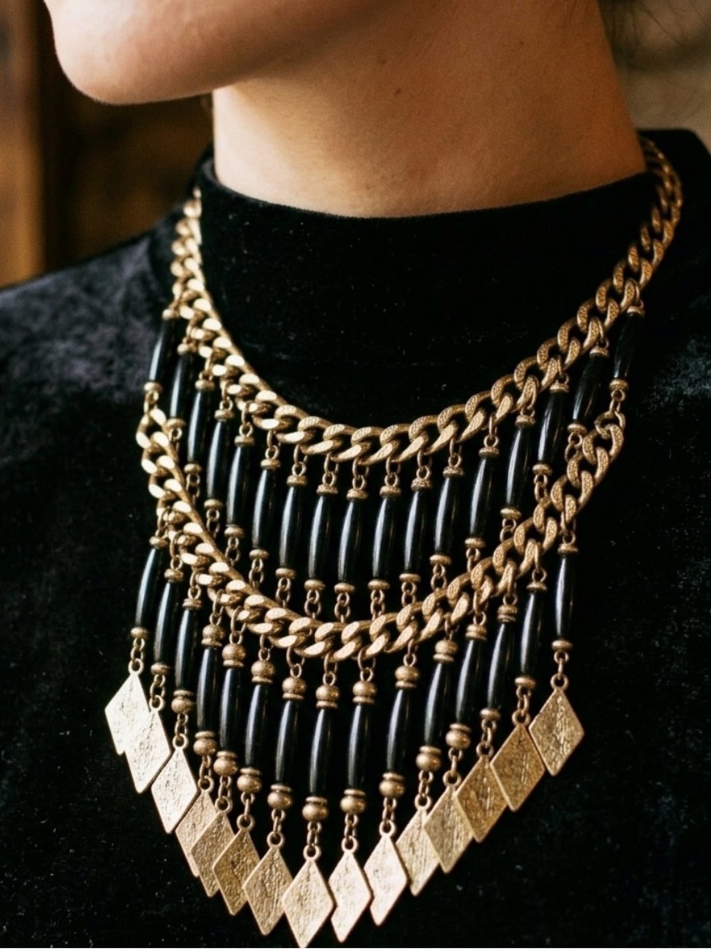 Akasha Egyptian Gothic Vampire Goth Glam Layered Necklace Pendant - Picture 2 of 5